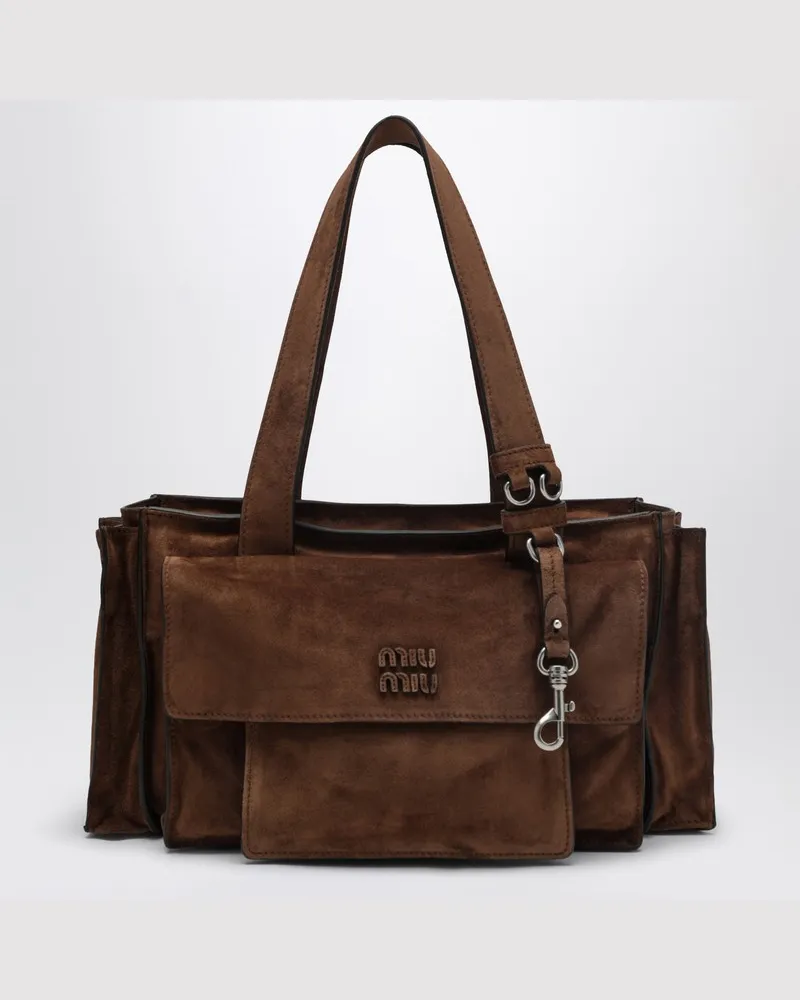 Miu Miu Utilitaire Bowlingtasche aus kakao-farbenem Wildleder Braun