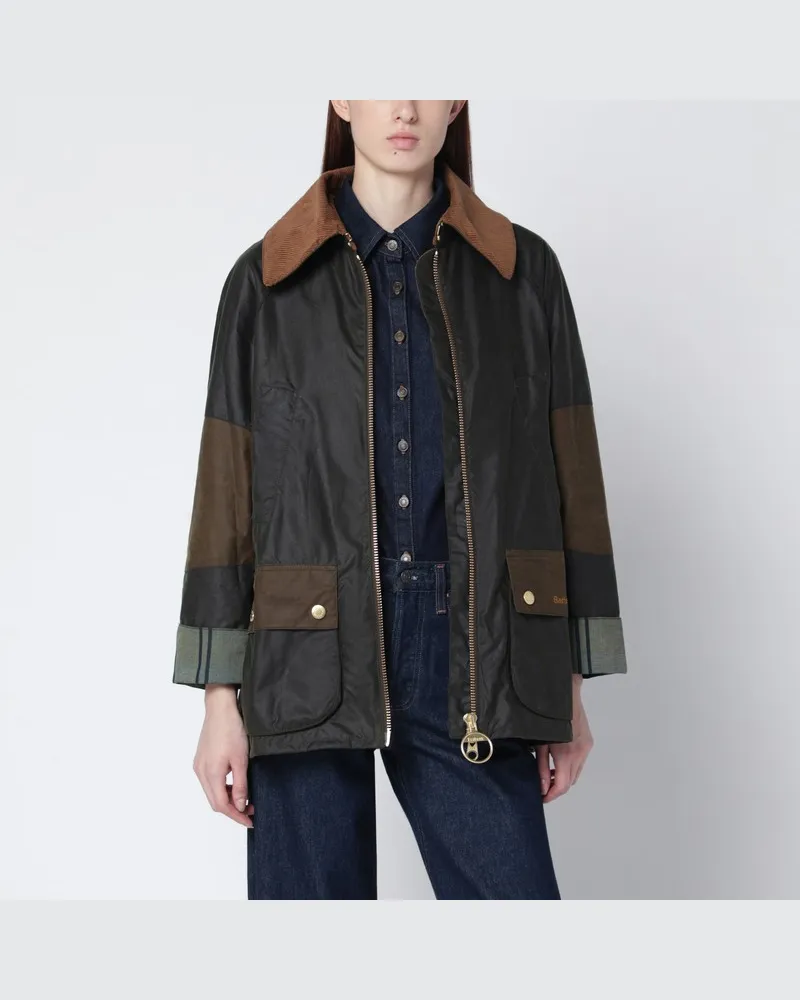 Barbour Allerston gewachste Jacke in Olivgrün Colorblock Grün