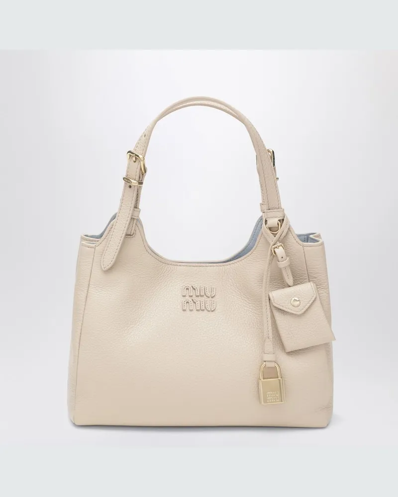 Miu Miu Hellbeige Tasche aus gehämmertem Leder Beige