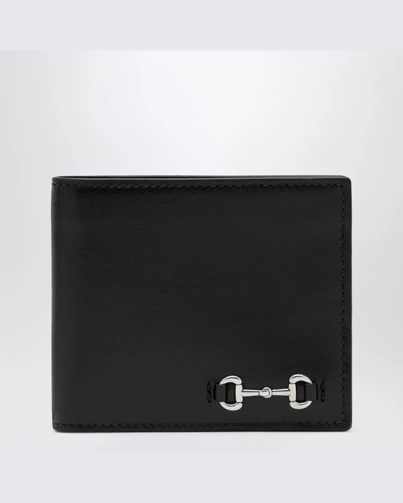Gucci Schwarzes Bi-Fold-Portemonnaie mit Horsebit Schwarz