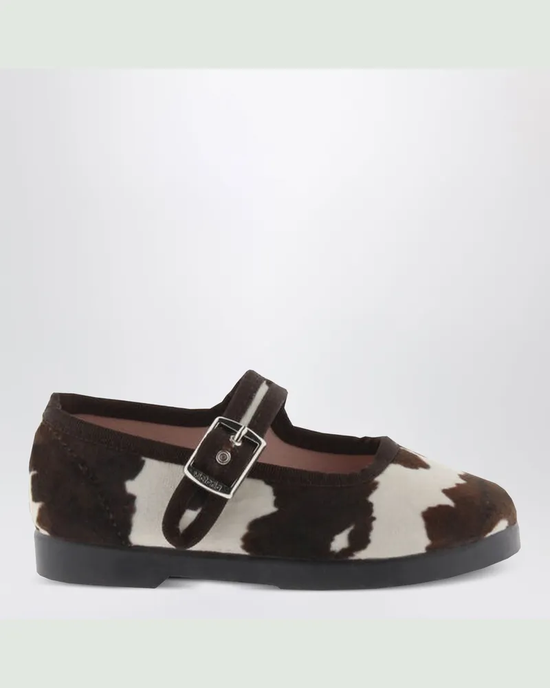 Victoria Weiße Gong-Fu Ballerinas mit Animal-Print Multicolor