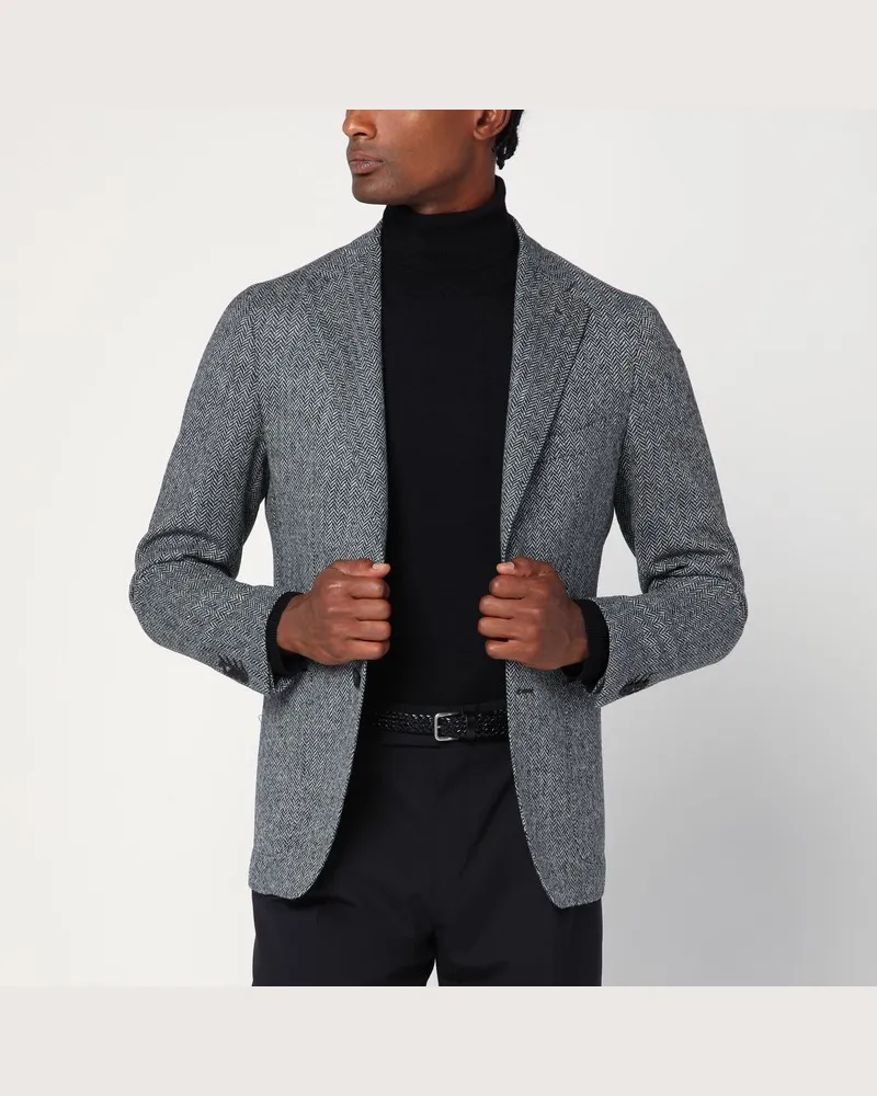 Tagliatore Einreihige Jacke grau mit Schlangenmuster Grau