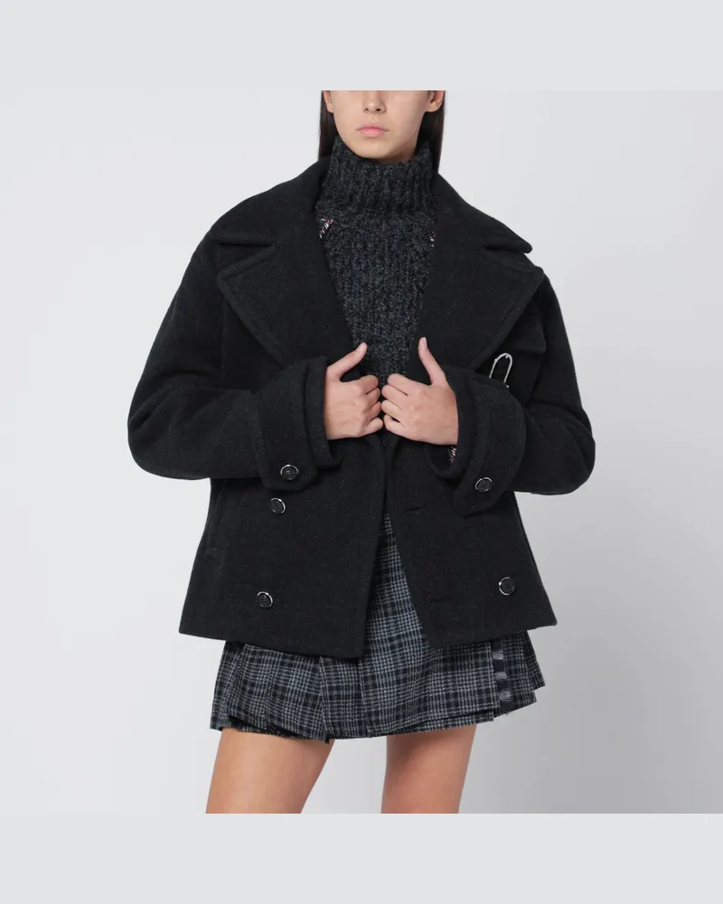 Durazzi Milano Dunkelgrauer, melierter Wollmantel Grey