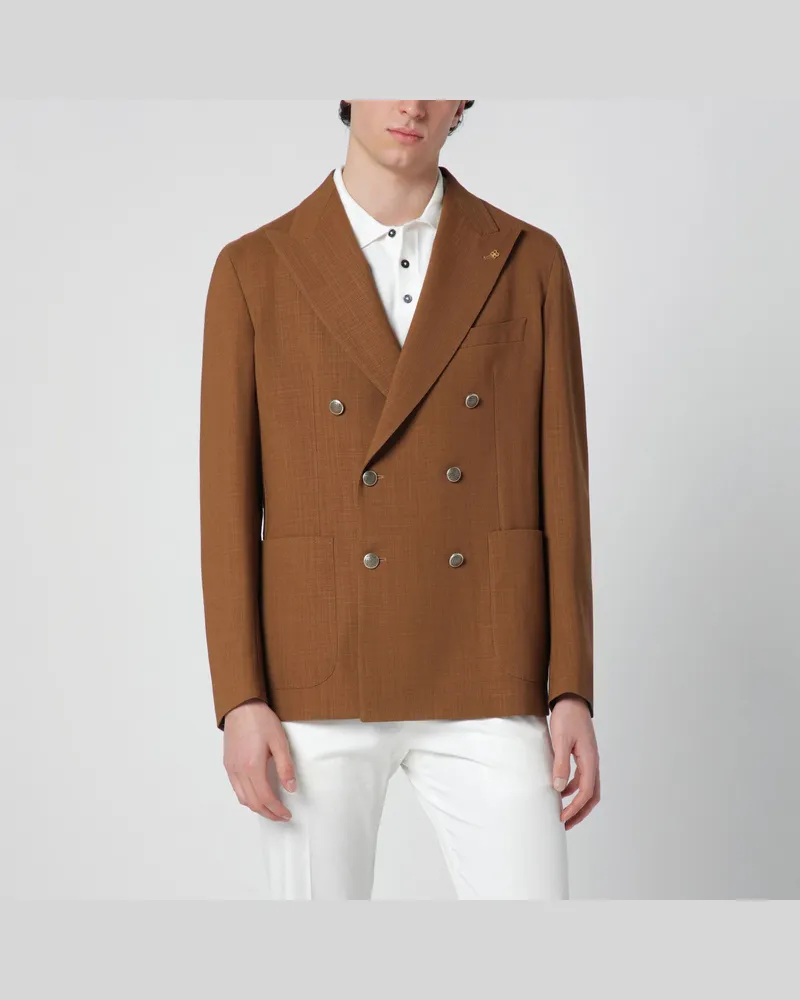 Tagliatore Doppelreihige Jacke in Karamell aus Wolle Brown