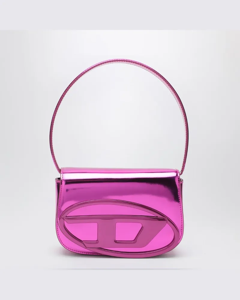 Diesel 1DR Kultige Tasche aus verspiegeltem Fuchsia-Leder Rosa