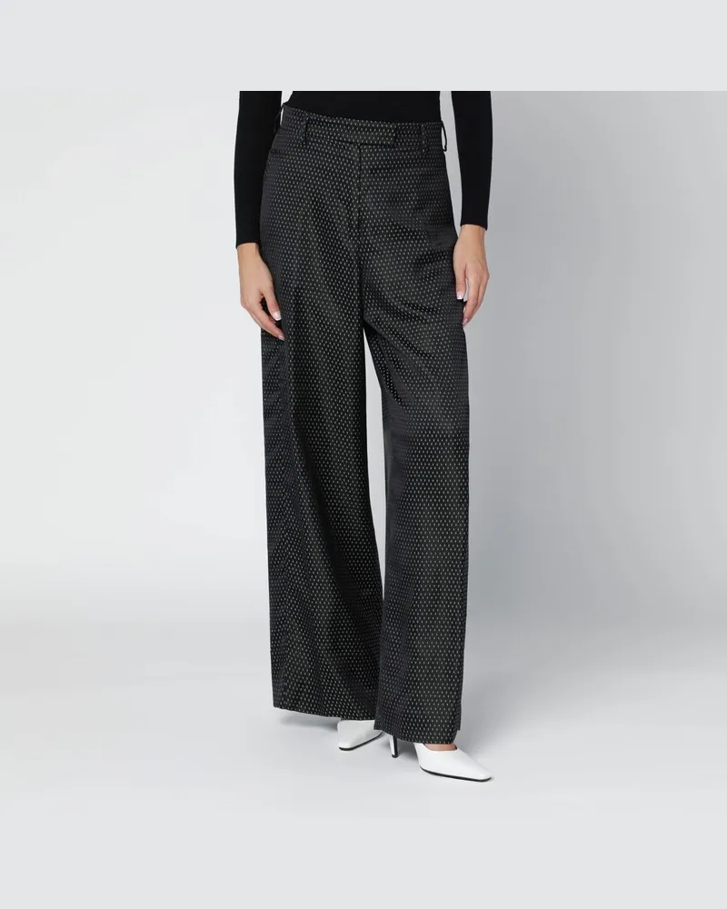Dries van Noten Schwarze Hose mit Jacquard-Muster Schwarz