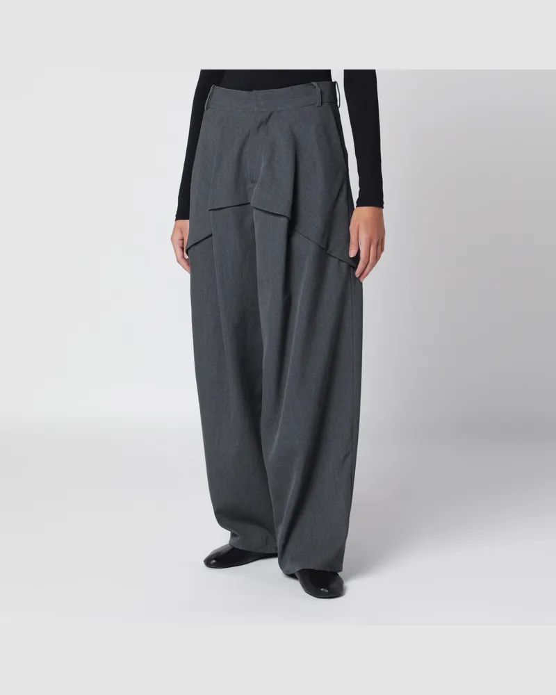 Loewe Anthrazitgraue Mélange-Hose aus Wolle Grey
