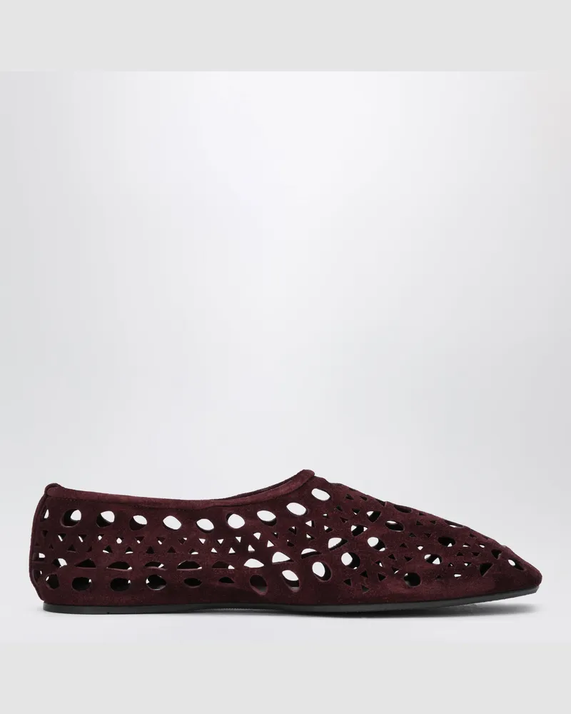 Alaïa Kirschrote perforierte Vienne Slippers aus Veloursleder Red