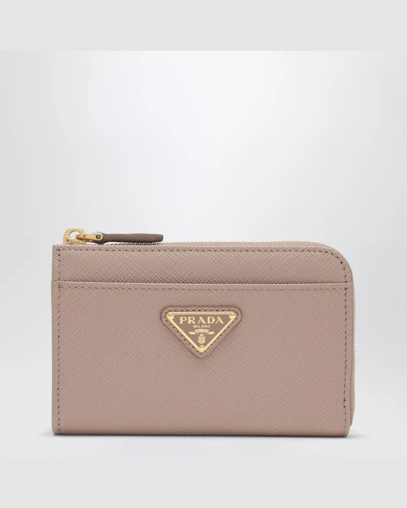 Prada Puderfarbener Schlüsselanhänger mit Reißverschluss aus Saffianoleder Pink