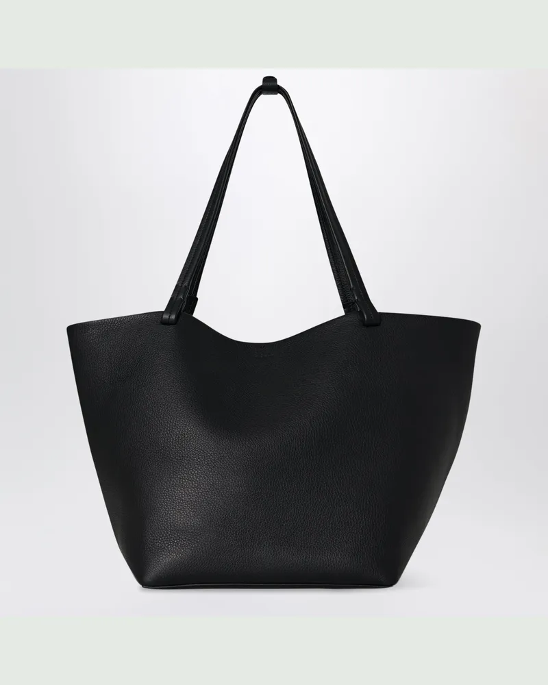 The Row Schwarze Park Tote Three Tasche aus genarbtem Leder Black