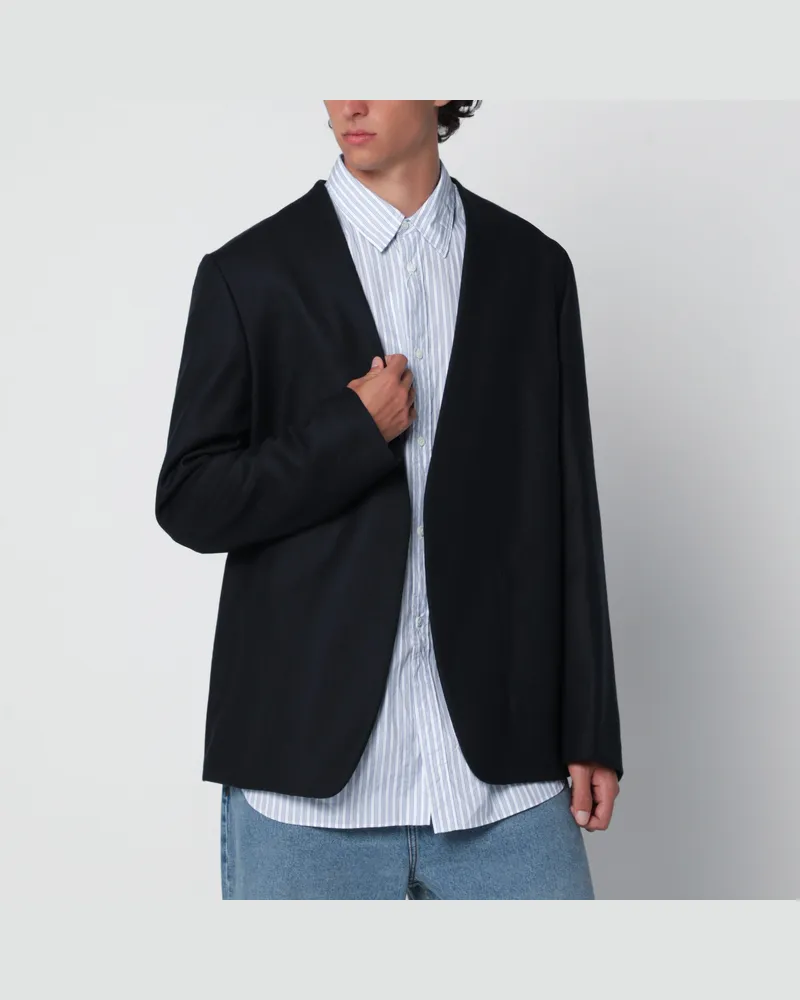 Maison Margiela Minimalistische Jacke in Navy aus Schurwolle Blue