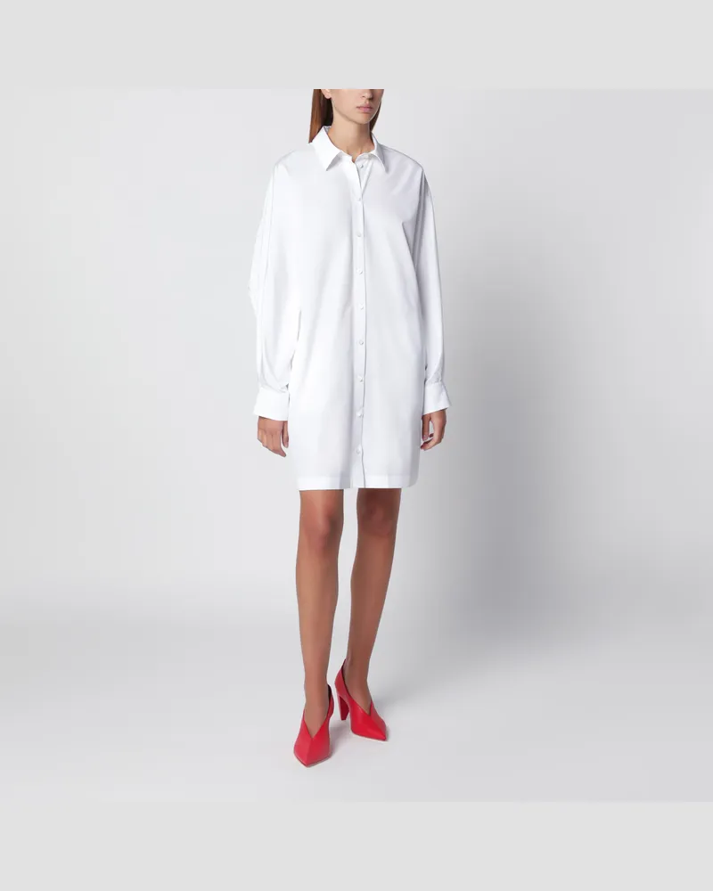 Loewe Kurzes Hemdblusenkleid aus weißer Baumwolle White