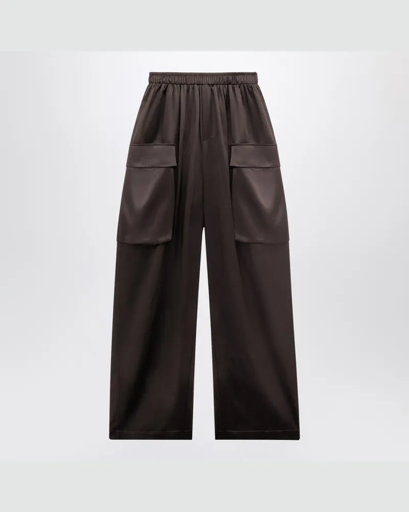 FRANKIE Shop Delny Cargo-Hose aus Satin in Dunkelbraun Brown