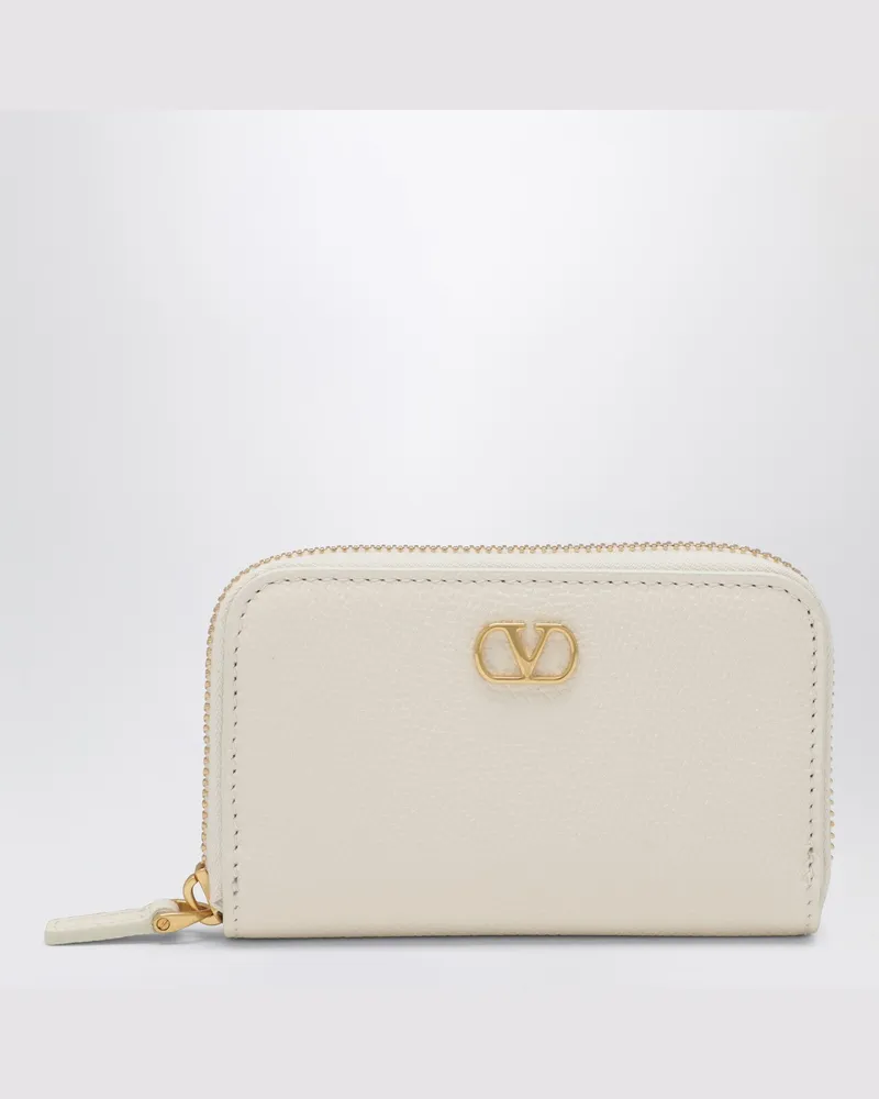 Valentino Garavani Vlogo Signature Reißverschluss-Portemonnaie elfenbeinfarben White