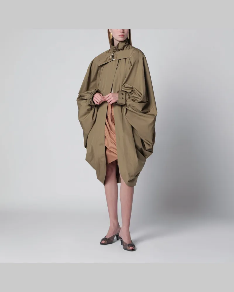 Chloé Oversize Cape-Mantel aus olivgrüner Popeline Green