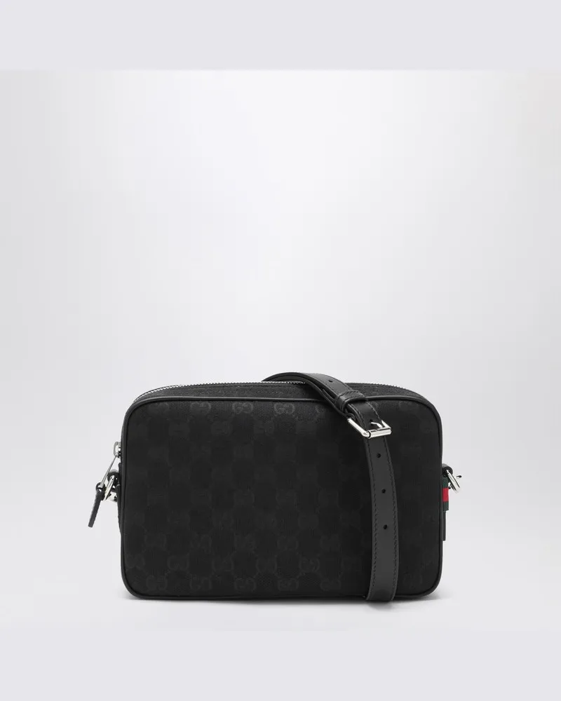 Gucci Schwarze GG-Stoff-Schultertasche Schwarz