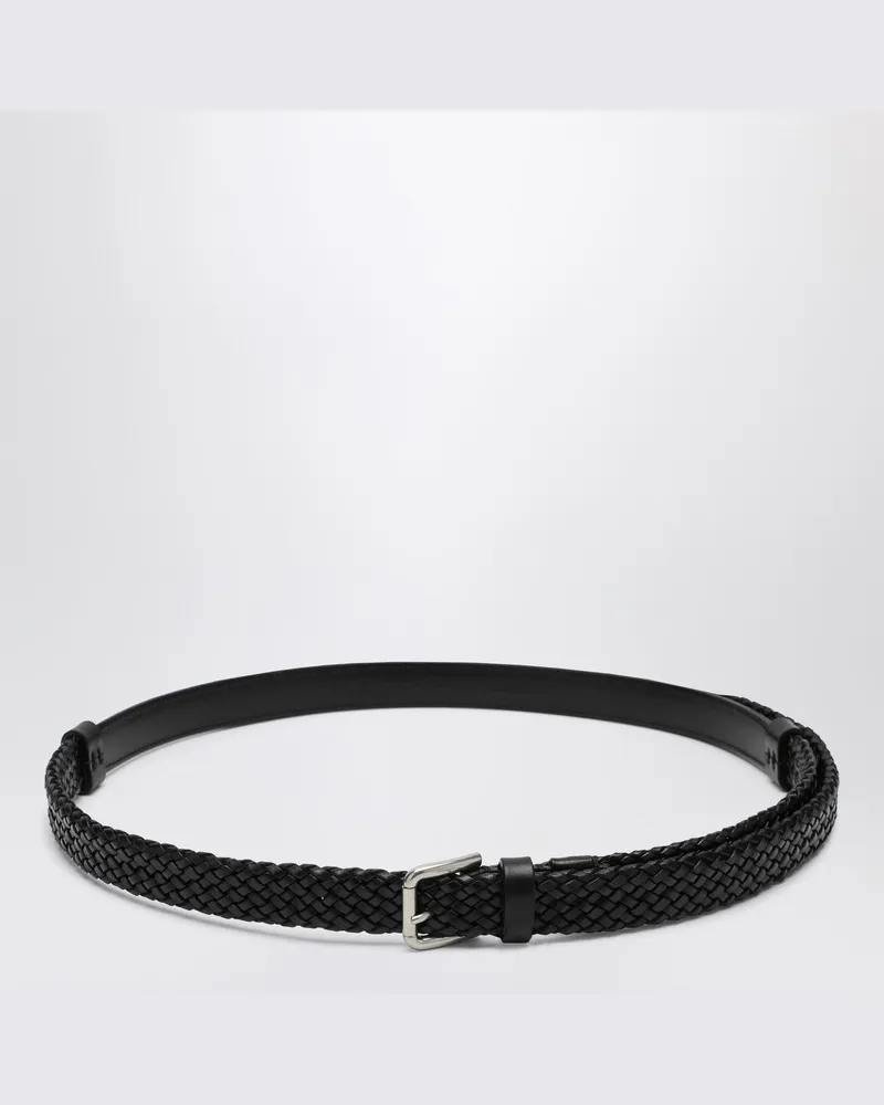 Dolce & Gabbana Schwarzer gewebter Ledergürtel Schwarz
