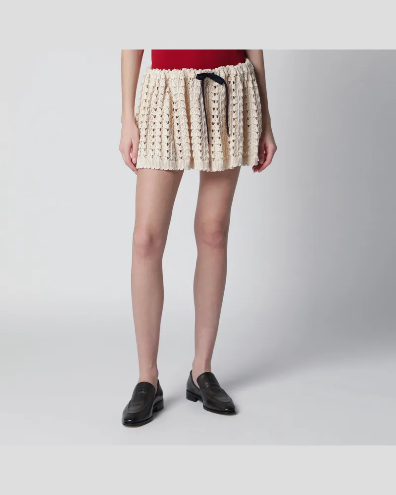 Miu Miu Minirock aus Crochet in Naturfarbe Beige