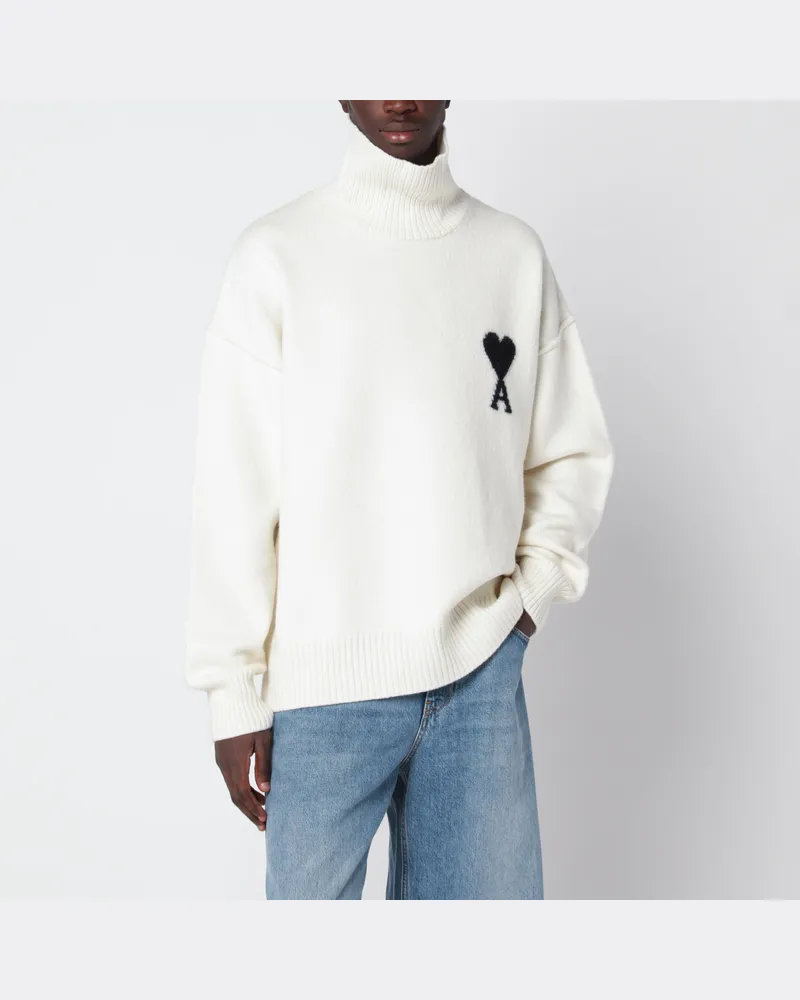 AMI Paris Weißer Ami de Coeur Rollkragenpullover White