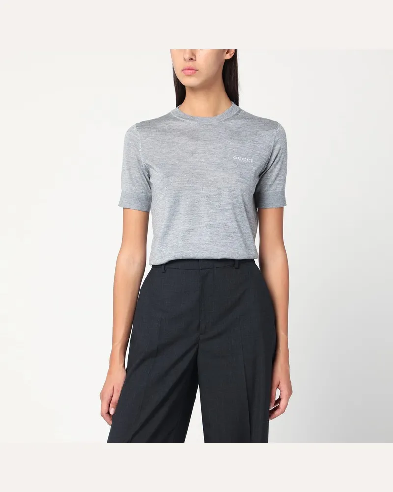 Gucci Grauer Pullover aus Kaschmir und Seide Schwarz