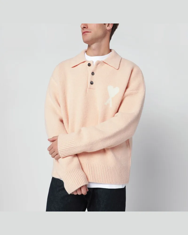 AMI Paris Puderrosa Ami De Coeur Polopullover Beige