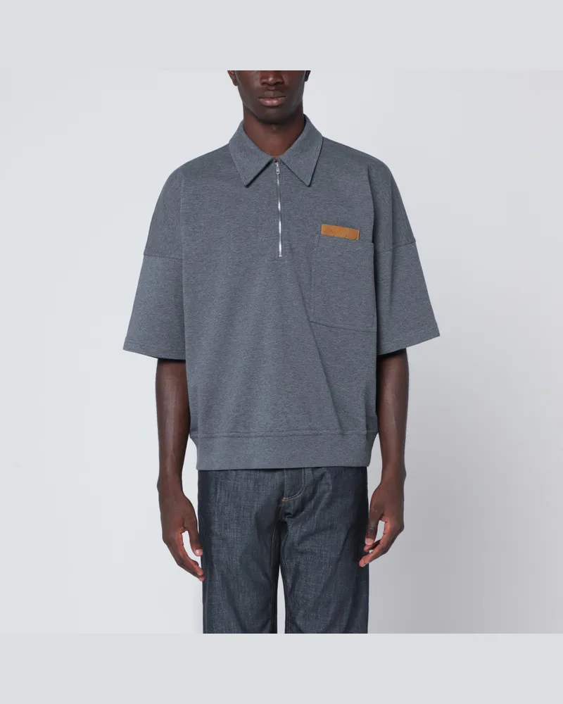 Bottega Veneta Dunkelgraues Polo mit Intrecciato-Detail Grey