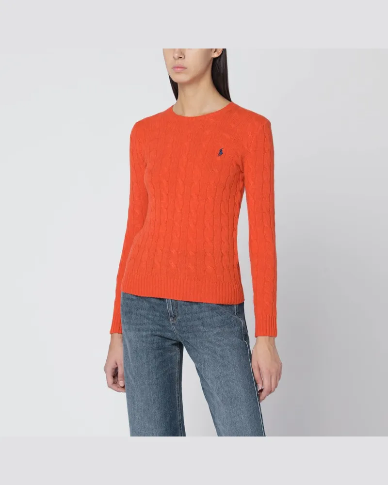 Ralph Lauren Oranger Zopfpullover aus Wolle und Kaschmir Orange