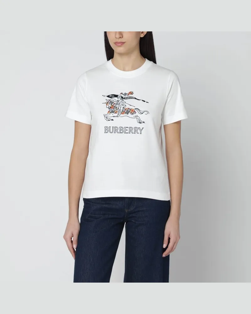 Burberry Weißes Baumwoll-T-Shirt mit EKD-Motiv Weiß