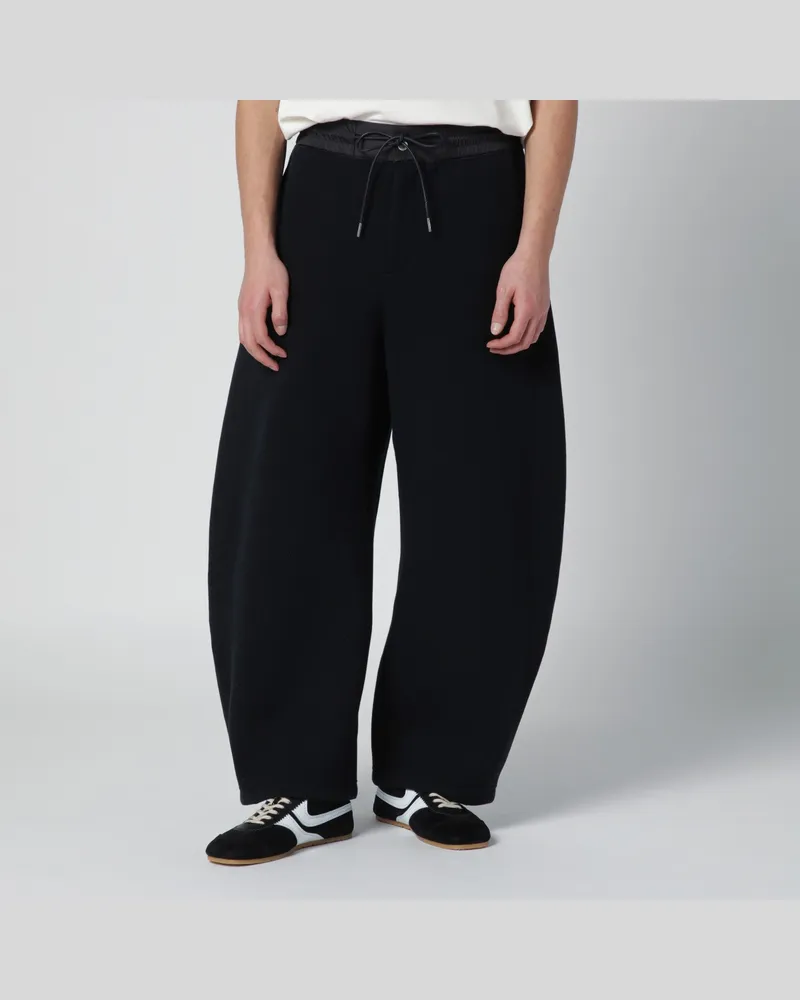 Sacai Schwarze Hose aus Baumwollmischgewebe mit gebogenem Bein Black