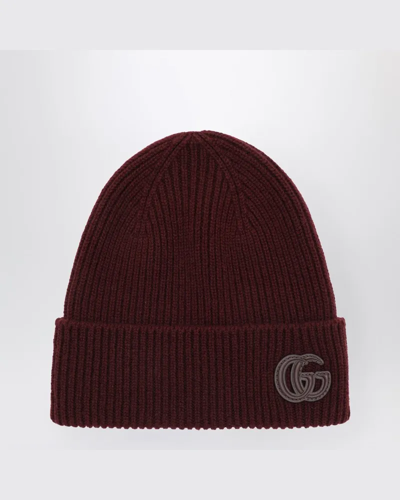 Gucci Bordeauxfarbene Beanie aus Kaschmir Burgunderrot