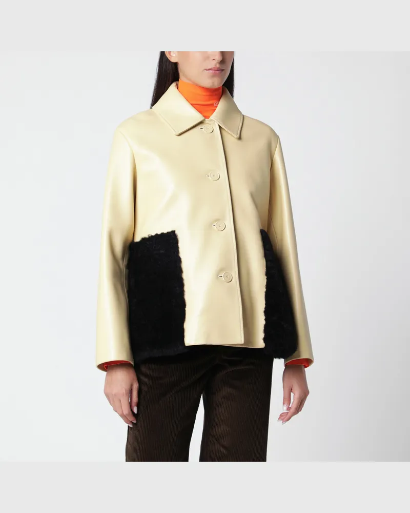 Loewe Hellgelb/schwarze Jacke aus Lammnappaleder Yellow