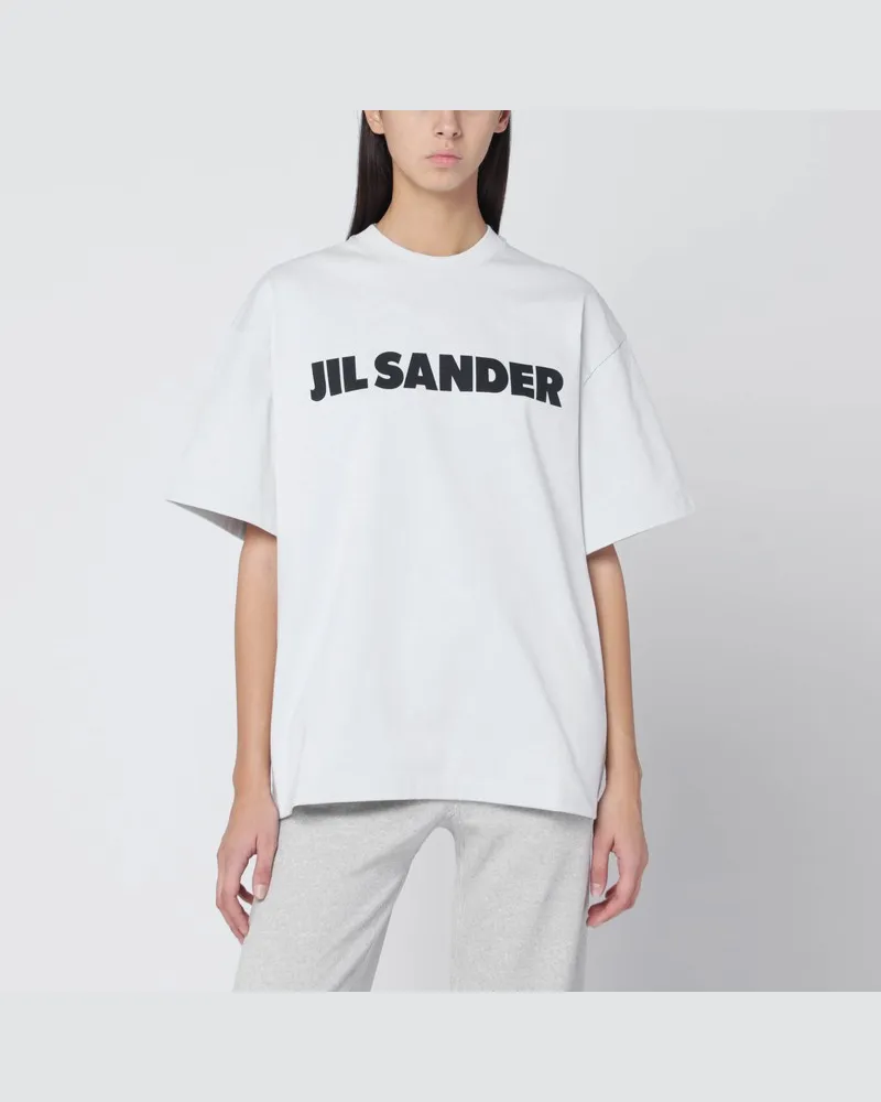 Jil Sander Hellgraues Oversize-T-Shirt mit Logodruck Grau