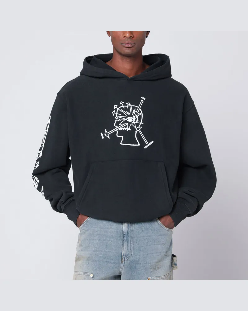 Brain Dead Verwaschenes schwarzes Neuro Free Association Sweatshirt Black