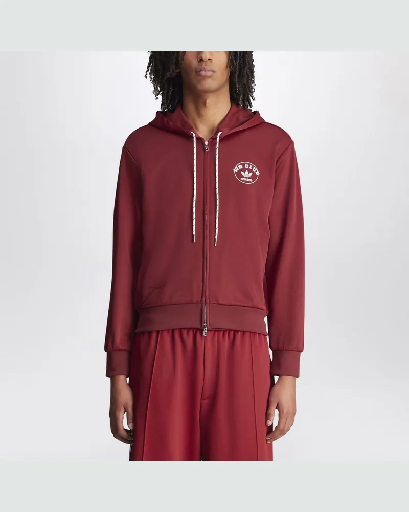 adidas Bordeauxfarbener Kapuzenpullover aus Baumwollmischung Burgundy