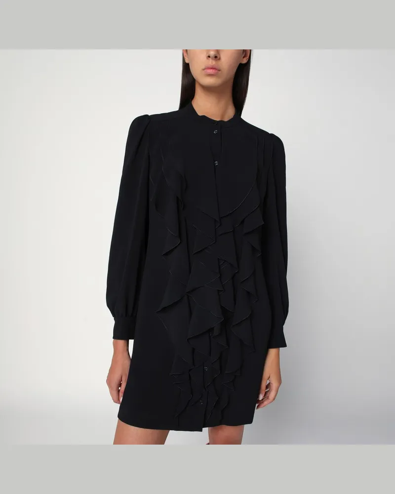 Chloé Schwarzes Kleid mit Rüschen aus Seidengemisch Schwarz