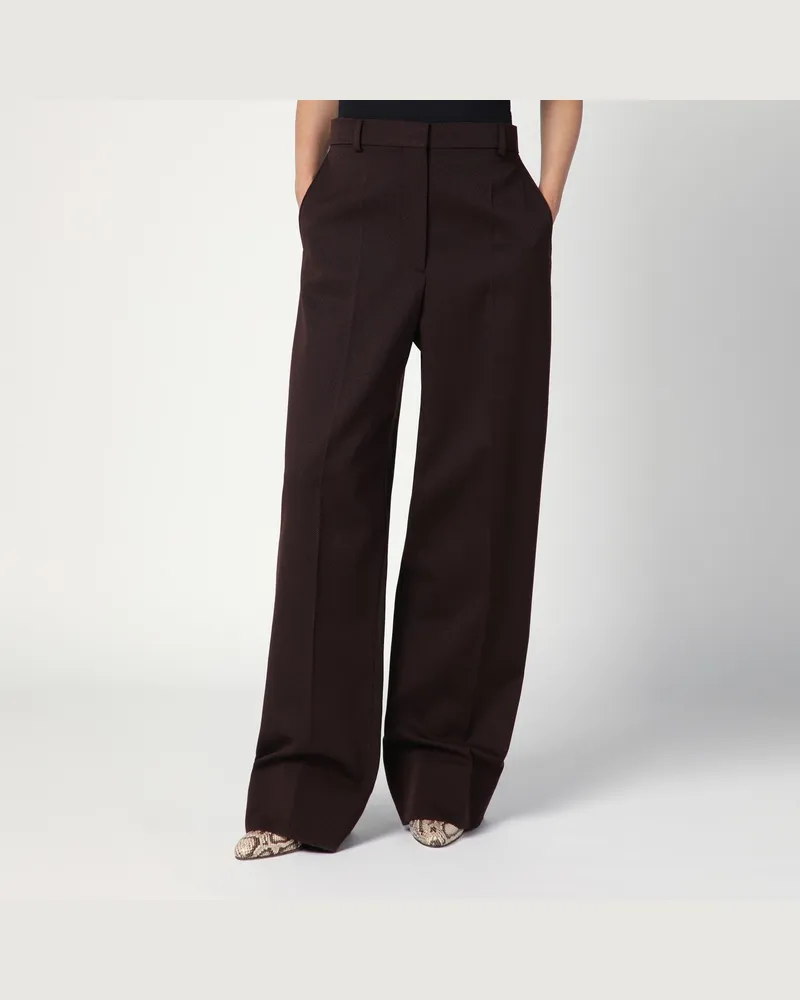 Stella McCartney Gerade geschnittene Hose aus pflaumenfarbener Wolle 