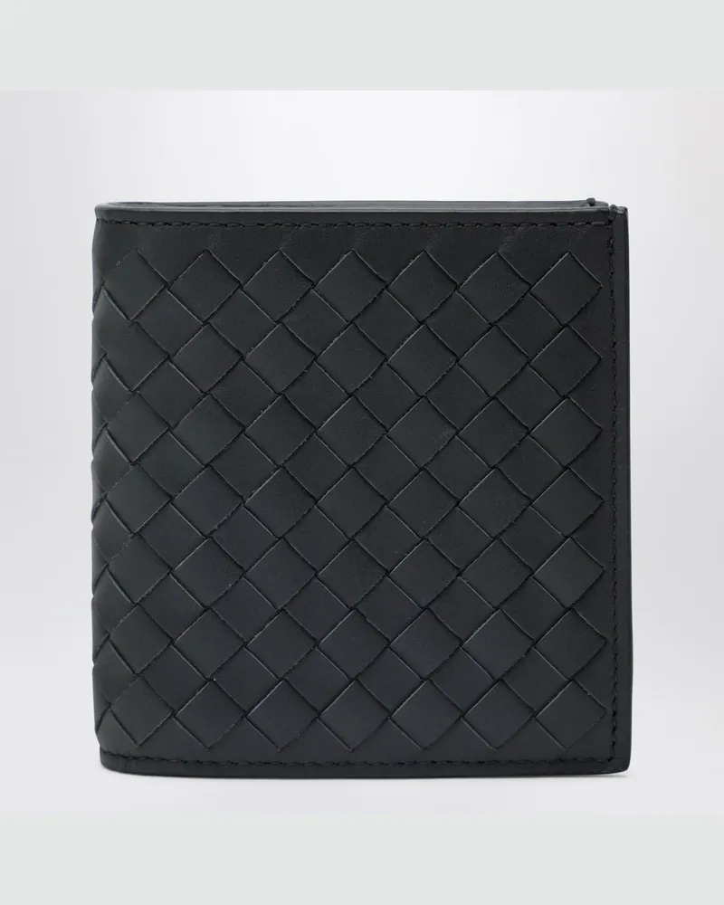 Bottega Veneta Dunkelgraue Intrecciato Bi-Fold-Geldbörse Grey
