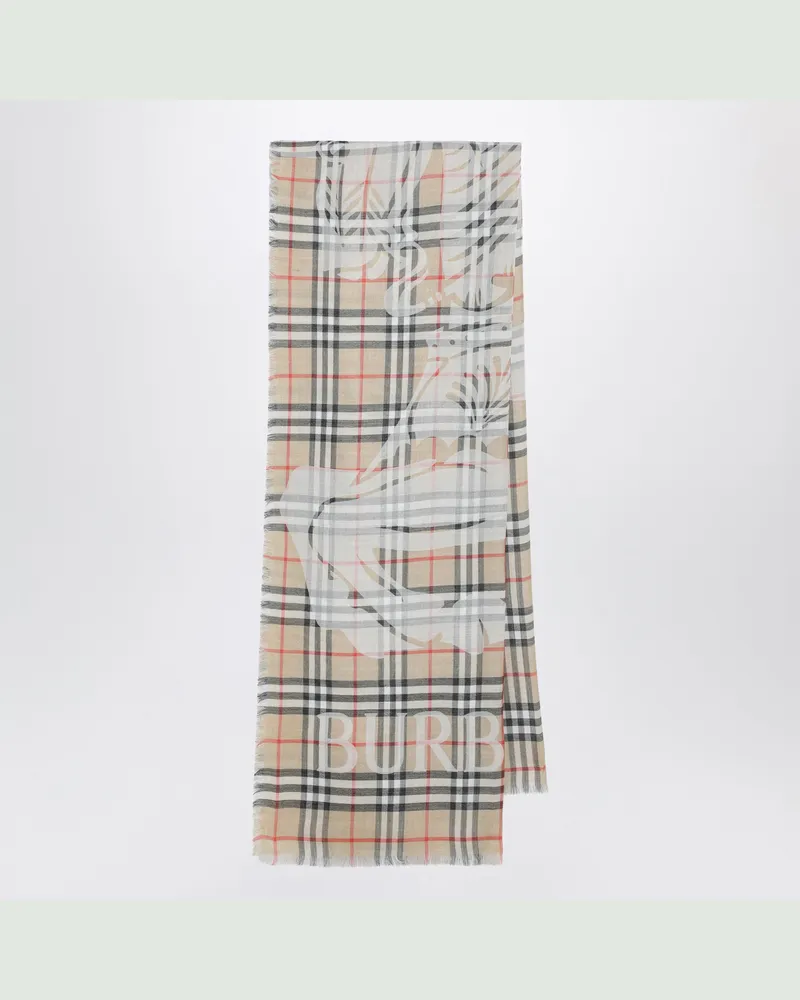Burberry Ekd--Check-Schal aus Wolle und Seide Beige