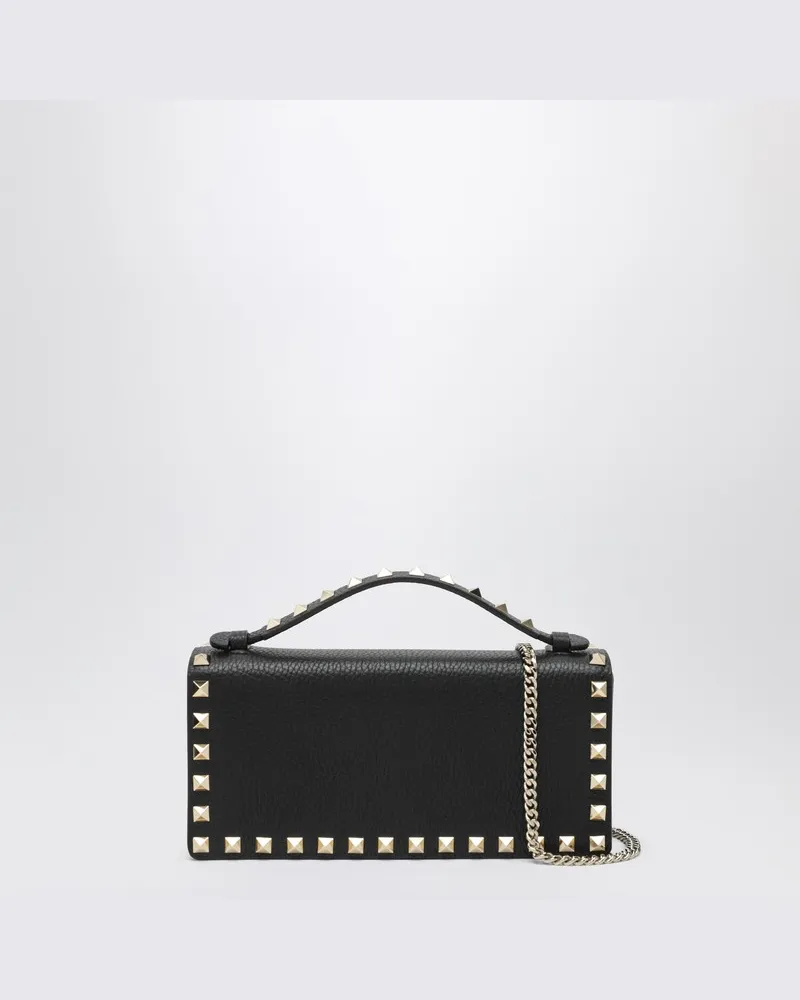 Valentino Garavani Rockstud-Portemonnaie mit schwarzem Schulterriemen Schwarz