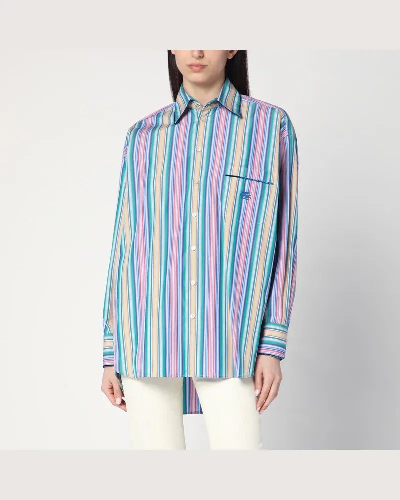 Etro Mehrfarbig gestreiftes Baumwollhemd Mehrfarbig