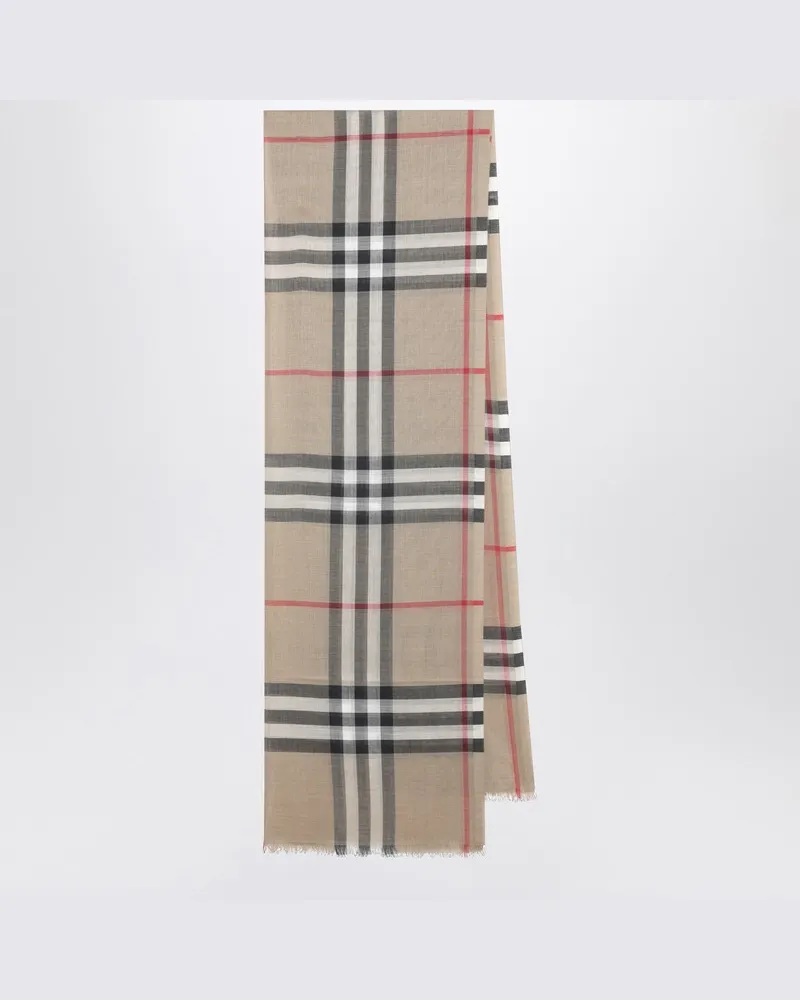 Burberry Schal aus Wolle und Seide mit Karomuster Beige