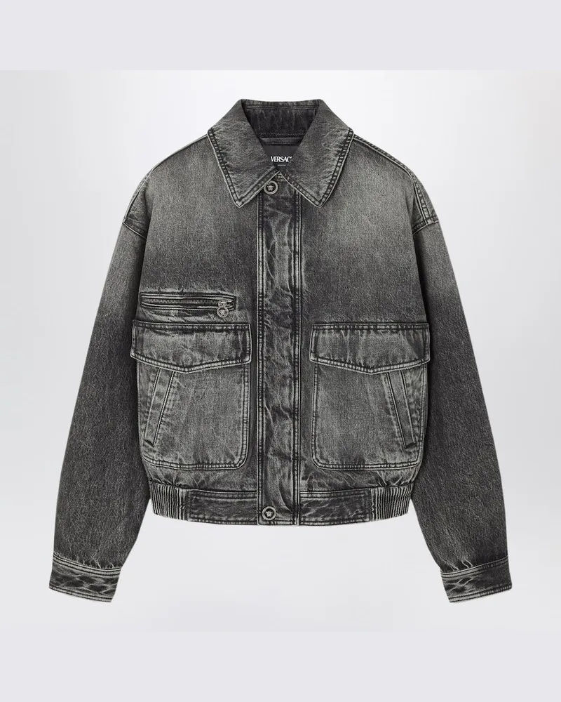 Versace Graue Denim-Blousonjacke Grau