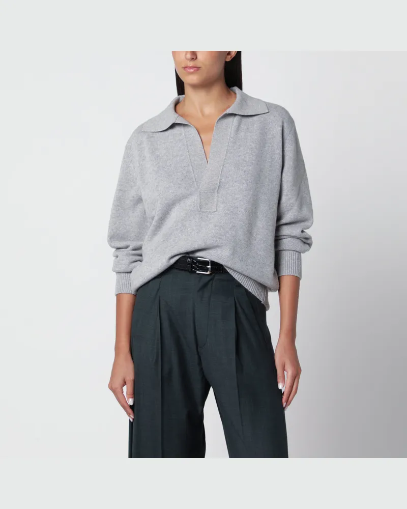 Victoria Beckham Genevieve grauer melierter Kaschmirpullover Grey