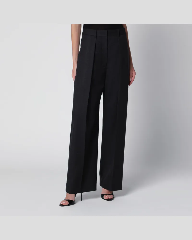 Victoria Beckham Cecilia Hose aus dunkelgrauer Wolle in Mélange-Optik Grey