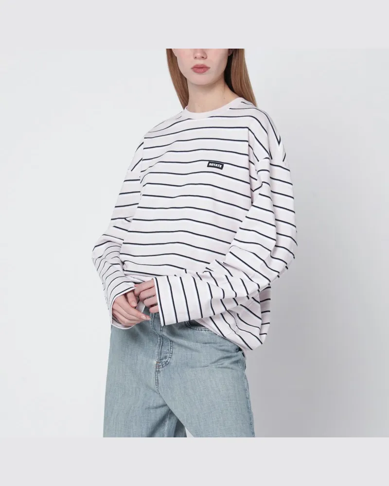 ROTATE Birger Christensen Übergroßes langärmeliges rosa Streifen-T-Shirt Rosa