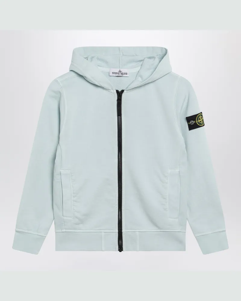 Stone Island Hellblaues Sweatshirt mit Reißverschluss aus Baumwolle Light
