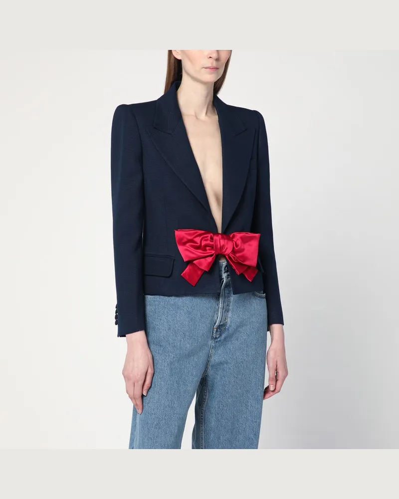 Valentino Garavani Blaue Viskosejacke mit Schleife Blau
