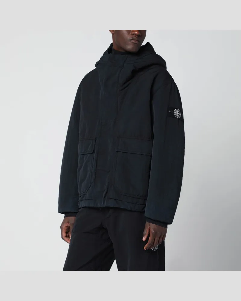 Stone Island Schwarze Nylonjacke mit Reißverschluss Schwarz