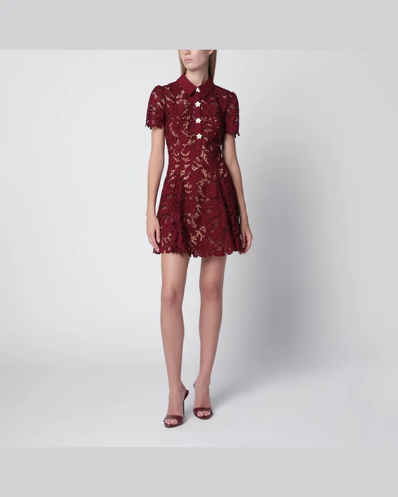 Self-Portrait Burgunderrotes Mini-Kleid aus Spitze Burgundy