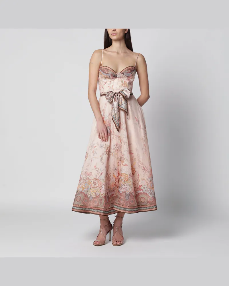 Zimmermann Rosa Alchemy Midikleid mit Paisley-Muster Pink
